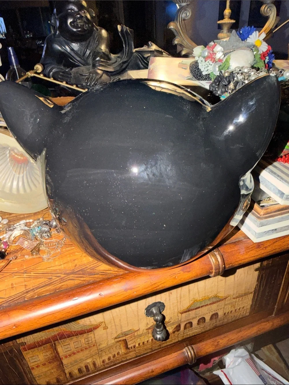 Black & Orange Ceramic Cat Treat Bowl
